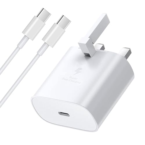 Samsung Phone Fast Charger Plug and Cable 1M for Samsung Galaxy S26 S25 S24 S23 S22 S21 S20 A56 A55 A54 A53 A36 A35 A34 A33 A32 A17 A16 A26 A25 A40 A70 A71 USB Type C Lead 1M with USBC Charging Plug