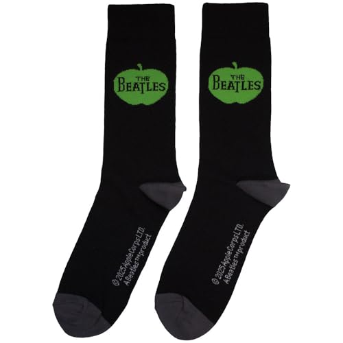 Beatles Apple (US Men’s Shoe Size 8-12) Socks Black - Les Beatles, Paul McCartney, John Lennon, RIngo Starr, George Harrison Beatles Apple (US Men's Shoe Size 8-12) Socks Black