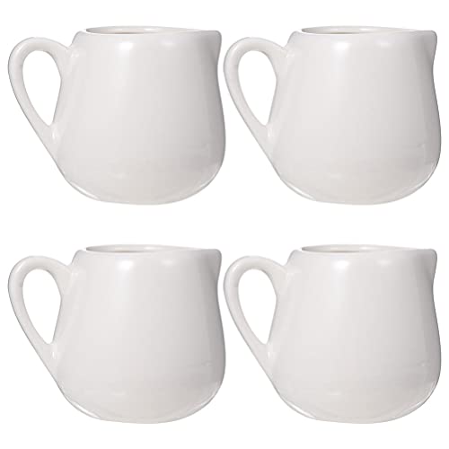 Housoutil 4pcs Ceramic Sauce Cups with Handle Stylish Kitchen Sauce Storage Containers Drip Spout for Condiments and Flavoring