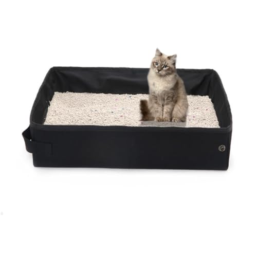 Abaodam Foldable Cat Litter Box Durable Cat Toilet for Easy Cleaning Comfortable Design for Tidy Home Black Essential Pet Supplies