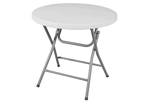 thesecrethome.es Mesa DE Resina Blanca Plegable Redonda | Diámetro 80 x Alto 74 cm | Ideal para TERRAZA, BALCÓN O JARDÍN