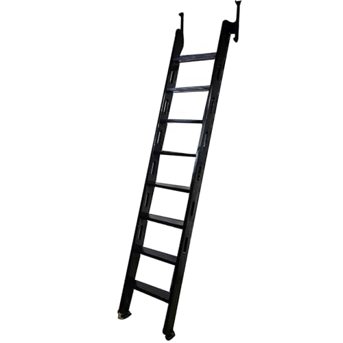 Escalera Escamoteable Escalera Retráctil de Incendios de 5 6 7 8 Pies, Escalera Recta de Madera Maciza para Loft con Riel de Metal, Escaleras de Salida del Sótano de la Casa, Fácil de Almacenar(7 Step