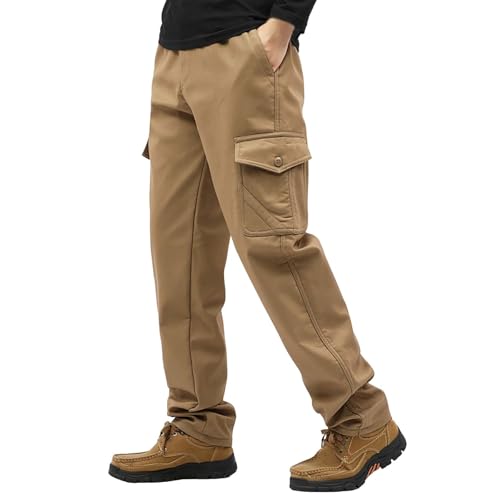 Pantalones térmicos de invierno para hombre, pantalones cargo cálidos, pantalones tácticos holgados con forro polar y reforzados, pantalones de exterior, multibolsillos, pantalones de tiempo libre