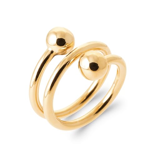 Bague en plaqué or 18 carats Tata Gisèle au design chic à trois rangs dorés