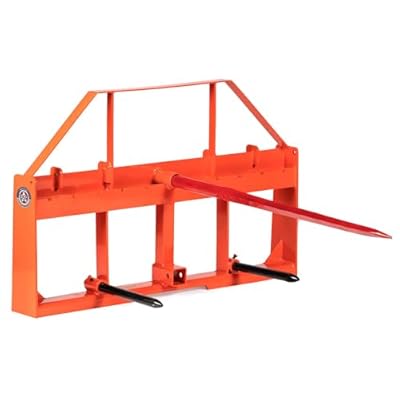 Titan Attachments UA USA Made Orange Hay Frame Attachment, 49" Hay Spear and Stabilizers, Rated 4,000 LB