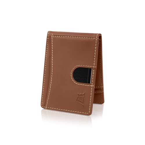 Image of Kings Loot Money Clip Slim Minimalist Wallet for Men - RFID Blocking Leather Design with Money Clip - Front Pocket Bifold Holds 12 Cards - Stylish & Compact Wallets (Bourbon)