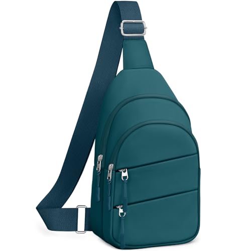 Tuwubi Crossbody Bags for Women Sling Bag for Men Small Hiking Backpack Shoulder Bag Lightweight for Outdoors Travel(M Teal Blue)