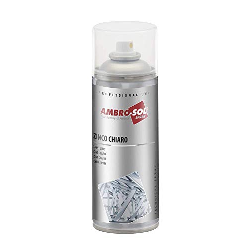 Ambro-Sol Z350 Zinc Clair Spray, Idéal pour Retoucher, Finir et Réparer avec une Finition Gris Clair Surfaces Métalliques, Bouteille en Fer Blanc Recyclable à l’Infini de 400 ml
