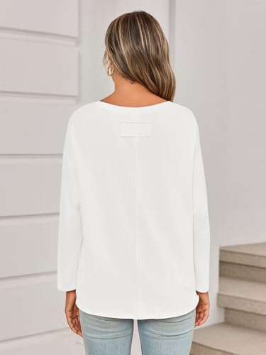 Yousify Womens Long Sleeve Oversized Tshirts Cotton Crewneck Casual Tunic Tops Trendy Loose Fit Basic Tees4