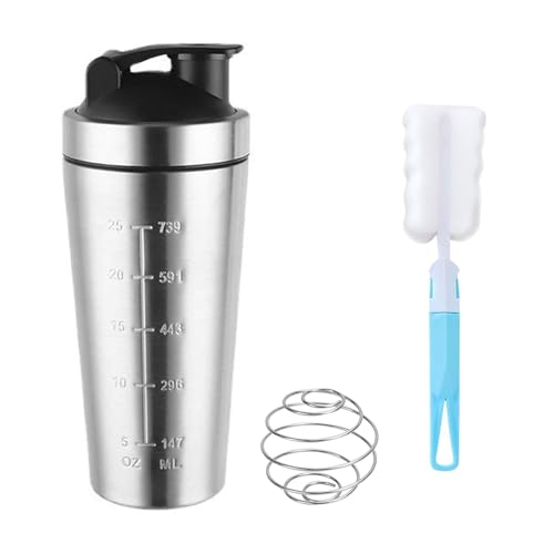 xolear Edelstahl Protein Shaker 750 ML, Protein Shaker Edelstahl mit Mischkugel, Tragbarer Workout Wasserbecher, Auslaufsicher Proteinshaker für ProteinShakes und Pre Workout Getränke