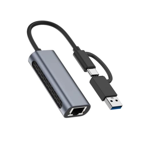 YAJBHnzpt Convertidor LAN USB-C y USB-A a 2500Mbps RJ45 adaptador Ethernet portátil de 2.5 Gigabit compatible con IPadOS (puerto USB A C a 2.5G)
