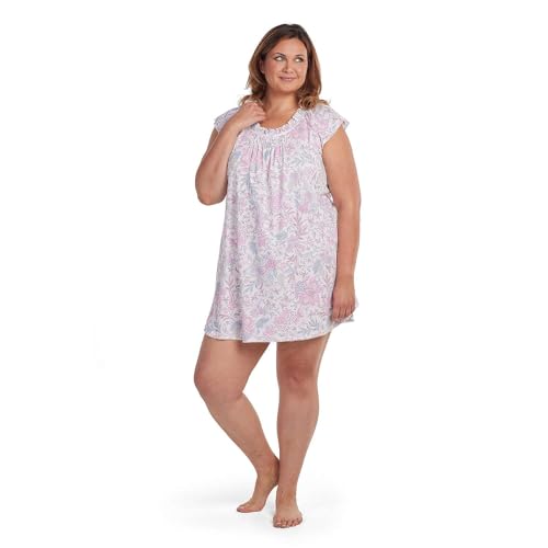 Image of Miss Elaine Short Cottonessa Nightgown, Short Sleeves and Beautiful Pattern Gown, Sleepwear & Loungewear