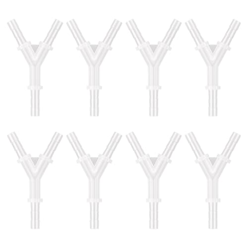 Image of Pawfly 8 Pcs Aquarium Airline Tubing Connectors, 3 /16 inch Airline Y Connector Splitter for Air Pump Tubing, 3 Way Hose Connectors, Plastic Barbed Hose Fittings for Fish Tank