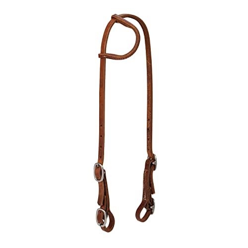 Cabecera de cuero Weaver Leather en tono rojizo engrasado para caballo tamaño average
