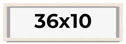 36x10 Shadow Box Frame White | 1.125 Inches Deep Real Wood Rustic Shadowbox Display Frame | UV Resistant Acrylic Front, Acid Free Backing, and Hanging Hardware | Finnegan Picture Frame Style