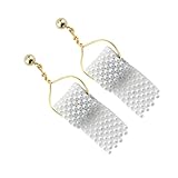 Toyvian 女性用クリエイティブロールペーパーペンダントイヤードロップイヤリングセット ホワイト 耐摩耗素材使用 日常 パーティー向け 1Pai