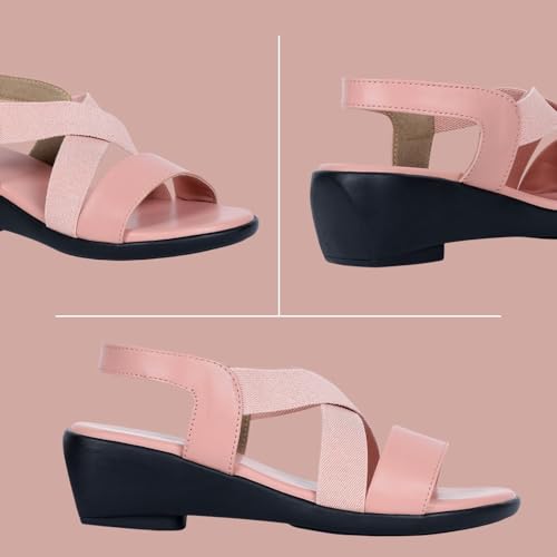 Image of TRASE Women's Fashion Sandals | Faux Leather Comfortable and Stylish Wedge | For Casual Wear & Formal Wear Occasions 2 inches heel for Women & Girls