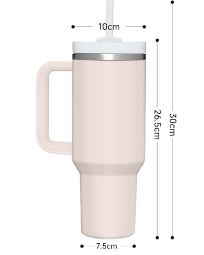 Image of 1200ML Stainless Steel Tumbler Hot and Cold with Handle and Lid and 2 Straws, Double Insulated Cup Leak Proof Mug Cupholder for Gym, Travelling (Doodles Black)