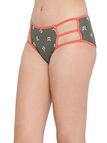 Image of Clovia Women's Cotton Mid Waist Printed Hipster Panty with Cage Sides