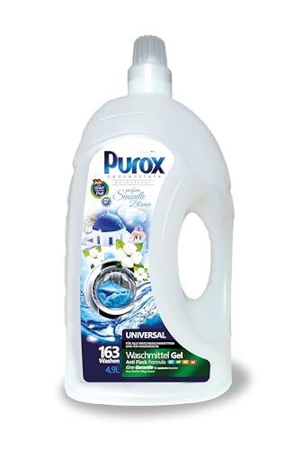 PUROX UNIVERSAL Detergente Lavadora Líquido Gel Sensuelle Blumen (163 Lavados) – para todo tipo de tejidos, con fragancia floral, elimina manchas, ecológico, protección antical, 4,9 L