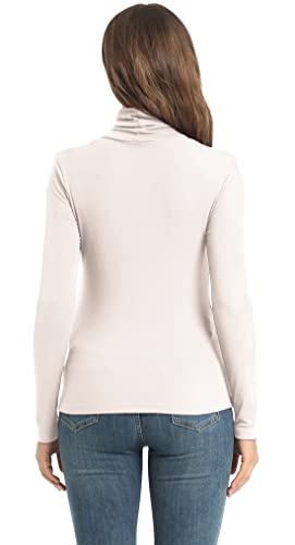 Image of Women's Casual Long Sleeve Turtleneck Tops Slim Fitted Lightweight Base Layer Shirts