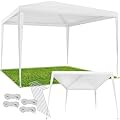 tectake® Gazebo da Giardino, Padiglione Gazebo Esterno Resistente con Telaio in Acciaio, Gazebo da Esterno, Gazebo Impermeabile, Resistente ai Raggi UV, 300 x 300 x 250 cm - Bianco