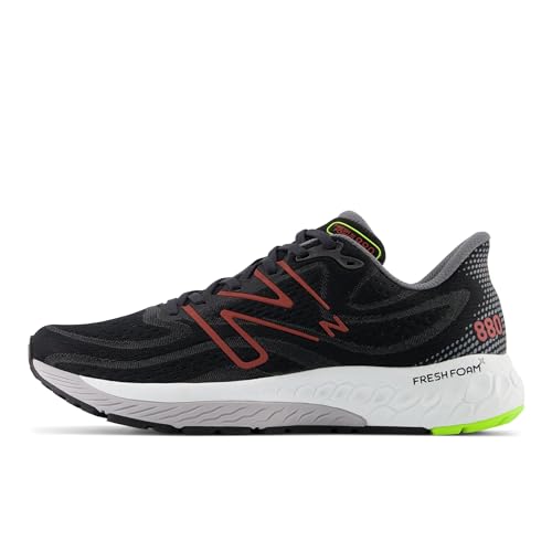 New Balance Fresh Foam X 880 V13 Tênis de corrida masculino, Preto/vermelho tijolo, 41