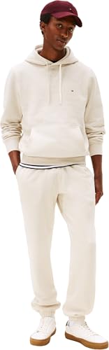 Tommy Hilfiger Herren Hoodie Seasonal Fleece mit Bauchtasche, Beige (Heathered Oatmilk), XS – Ansicht 5