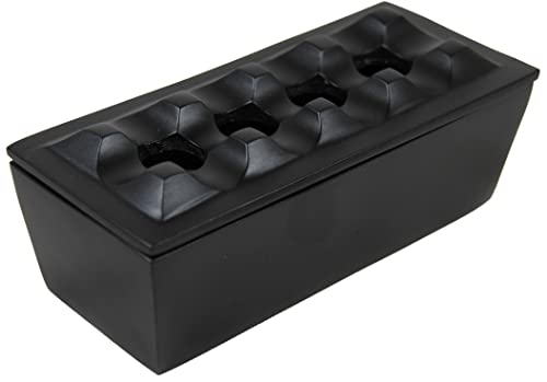 Cigar Ashtray made from Aluminum Metal/Wind Resistant Ashtray for Cigars to Cigarillos,4 Holes Design, Windproof Hand Crafted for indoor and outdoor usage (Black)