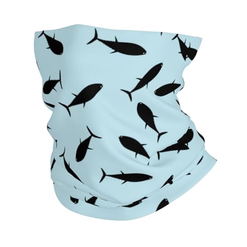 TZTTZT - Polainas de cuello de atún negro para hombres y mujeres, bufanda para la cabeza, máscara para el cuello, pasamontañas