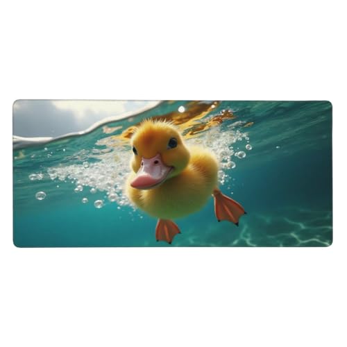 Grand tapis de souris de jeu canard jaune avec bords cousus pour PC et clavier
