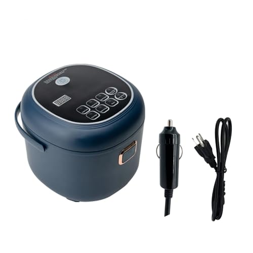 Image of 12V /24V /110V Rice Cooker Mini 2L Portable Multicooker 24h Keep Warm Small with Steam Tray Picnic Camping Travel For Car /Truck /Home (Blue)