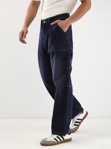 Image of Urbano Fashion Men's Loose Baggy Fit Cargo Carpenter Jeans with 6 Pockets Non-Stretchable