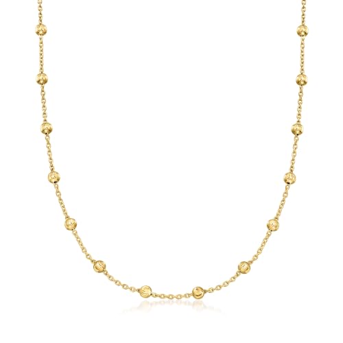Image of Ross-Simons Italian 18kt Gold Over Sterling Moon-Cut Bead Station Necklace