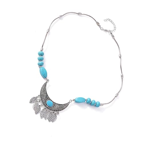 Collier à pompons feuilles tribales idéal pour vos tenues d'été et festivals