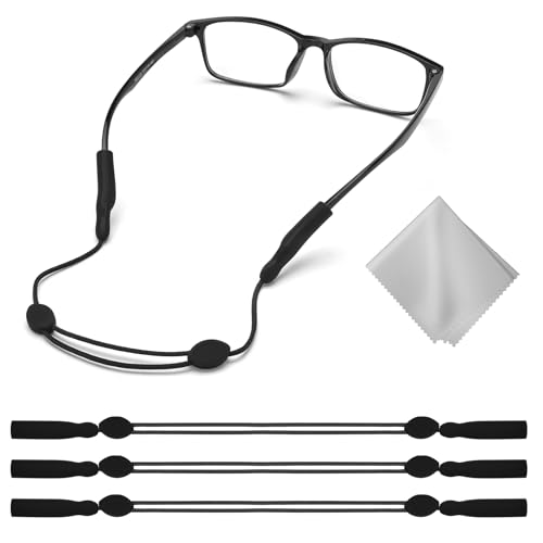 Image of Buyisgle Kids Glasses Strap - No Tail Sunglasses Straps Cords for Boys Toddler and Girls - Eyeglass Holders Around Neck - Adjustable Eyewear String Lanyard Retainer - 3Pcs 10in Black