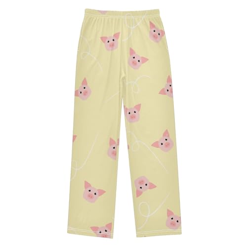 Pigs on Beige Boys Pants Boys Athletic Pants Long Pant for Boywith Pockets Wide-Leg Size 6-14Y