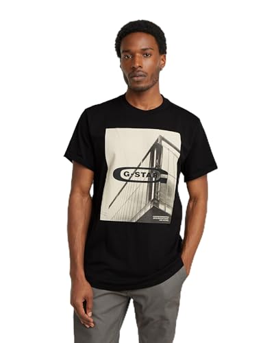 G-Star Raw Hq Oldskool Logo Lash R T Camiseta, Negro Dk Black D24683-C372-6484, S Para Hombre G-Star Raw Hq Oldskool Logo Lash R T Camiseta, Negro Dk Black D24683-C372-6484, S Para Hombre