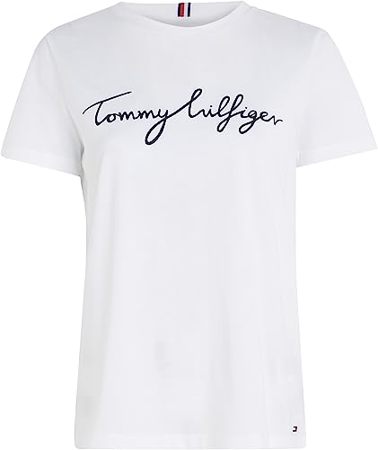 Tommy Hilfiger Damen T-Shirt Kurzarm Heritage Rundhalsausschnitt, Weiß (Classic White), XXS – Ansicht 6
