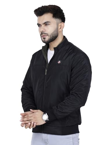 Image of Dollar Full Sleeves Bomber Jacket for Men | TPU Men's Standing Collar Lightweight Winter Jacket, Regular Fit