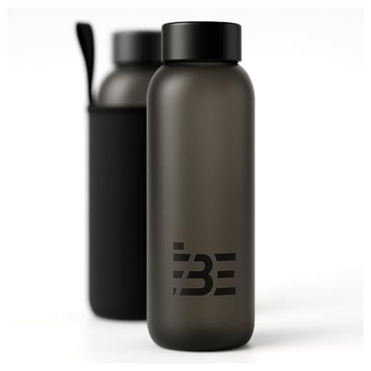 Be-Active Botella de agua de vidrio esmerilado con tiempos para beber, vidrio de borosilicato, botellas motivacionales, sin BPA, 1 litro