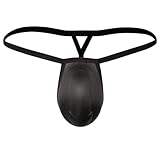 Mens Thongs Underwear Cup Bulge Enlarge Enhancing Swimwear Padded Pouch for Swimming Boxers Briefs G-String Sponge Pad sexy (US, Alpha, One Size, Regular, Regular, Black (With tape)50-80Kg)