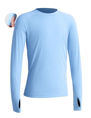 Niksa UV Shirt Kinder Langarm Schwimmshirt UPF 50+ Schnelltrocknend Rashguard für Jungen 6-16 Jahre Wassersport Badeshirt