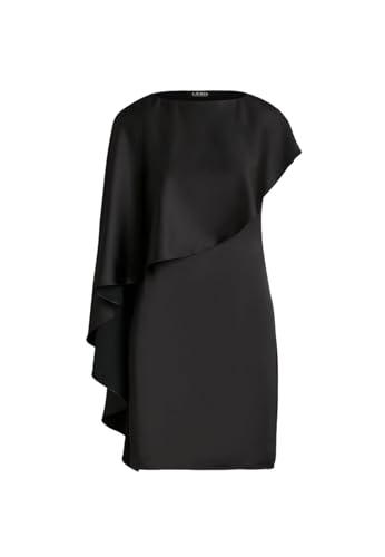 Lauren Ralph Lauren Hiljaycee 253925915 - Vestido corto con capa de raso negro, negro