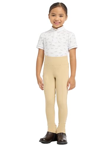 LeMieux Mini Pull On Breeches - Children's Horse Riding Pants - Kids Equestrain Tights - Beige - 7-8 Years