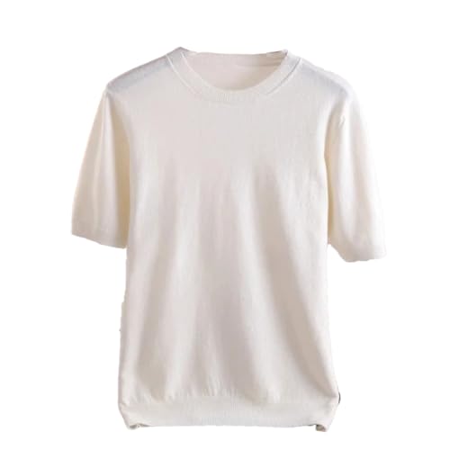 Wjnvfioo Men's Spring Summer Round Neck Pullover Merino Wool Short Sleeved Knitted Sweater