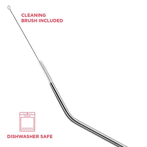 SipWell Stainless Steel Drinking Straws Set of 4, Curved metal Straws reusable for 20 0z Tumbler, | Fits all Yeti SIC Simple Modern Tumblers, Cleaning Brush Included.