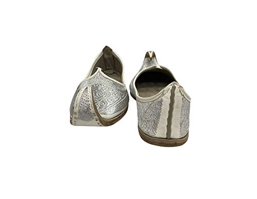 Handmade Silver Khussa Men Vintage Look Punjabi Jutti Indian Aladdin Mojari3