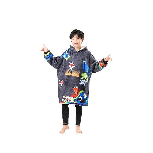 TONGQUD Rainbow Friends Hoodie for Boys Oversized Hoodie Sweatshirt Fashion Big Blanket Onesize Warm Comfortable Hooded Robe (Onesize Colorful)