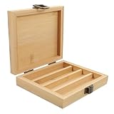 Uonlytech Holz Aquarellfarbenkasten Leer Gitterdesign Bambusverschluss Kompakt Künstlerausrüstung Schüler Hobbykünstler Farborganisator Reisebox Aufbewahrungskasten Für Künstlerbedarf